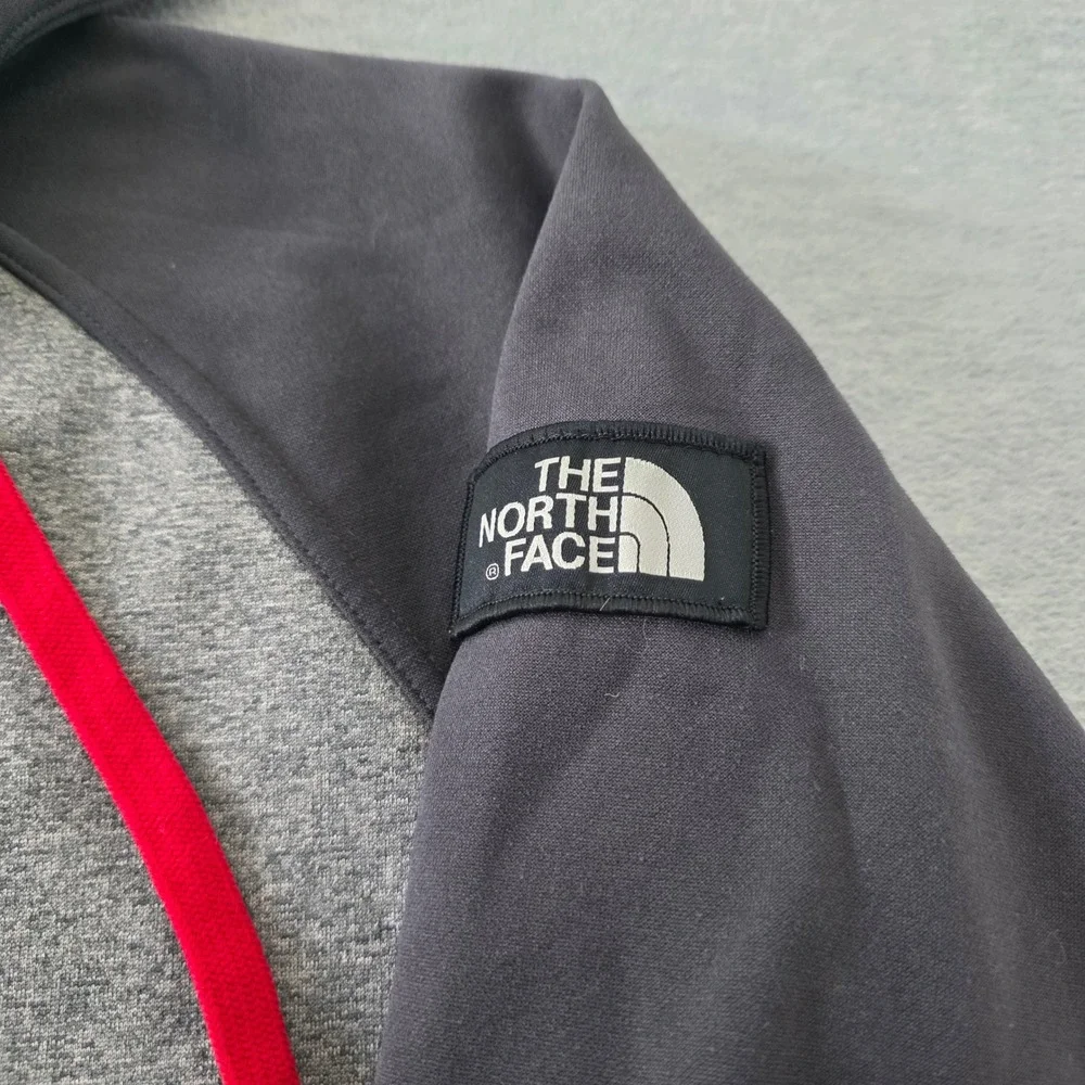 The North Face Mens Gray Black Red Full Zip Fleece Hoodie Jacket Large L/G